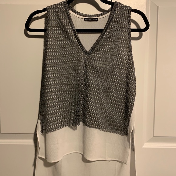 White and silver tank top blouse from Zara - Picture 1 of 1